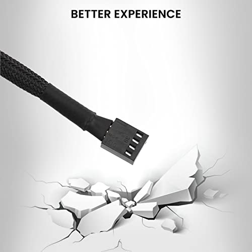 Verilux® PWM Fan Hub 15.7 Inch PC CPU Cooling 4PIN 3PIN Power Cable Splitter for 12V Desktop Computer Cooler Case Fans 1 to 5 Way Adapter Sleeved Black 2 PCS