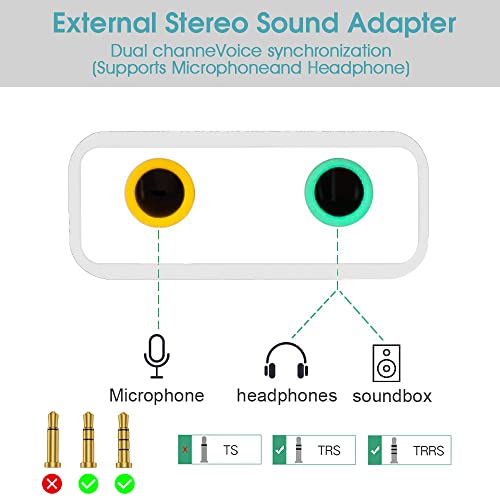 ZORBES® USB to 3.5mm Jack Audio Adapter, USB Sound Card with Headphone and Microphone Jack USB to Aux Converter for Windows and Mac, Linux, Compatible with PS5, PS4, Laptop Plug & Play No Drivers Need