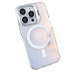 ZORBES® Compatible with iPhone 16 Pro Phone Case with Nylon Lanyard for iPhone 16 Pro Support MagSafe Fashion Translucent Magnetic Phone Case with 2 in 1 Folding Camera Protective Frame Phone Holder