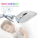 Verilux® Wireless Mouse Rechargeable Battery Level Visible 3 Modes 2.4G 3.0BT 5.0BT Bluetooth for Laptop 1600DPI Ergonomic Silent Mac PC iPad Sliver 3PCS