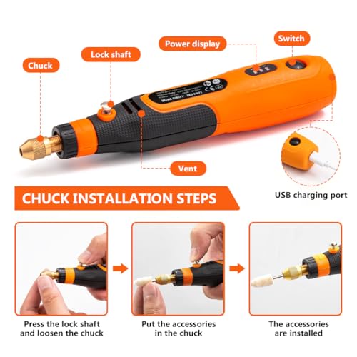 Verilux® 96PCS Mini Kit USB Rechargeable 3 Speed Small Drill for Craft Engraving Polishing Grinding Cleaning