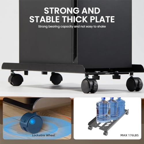 ZORBES® Adjustable Mobile CPU Stand with 4 Rolling Caster Wheels Ventilated Computer Tower Retractable Desktop PC Holder Under Desk Floor Cart Riser 2 PCS
