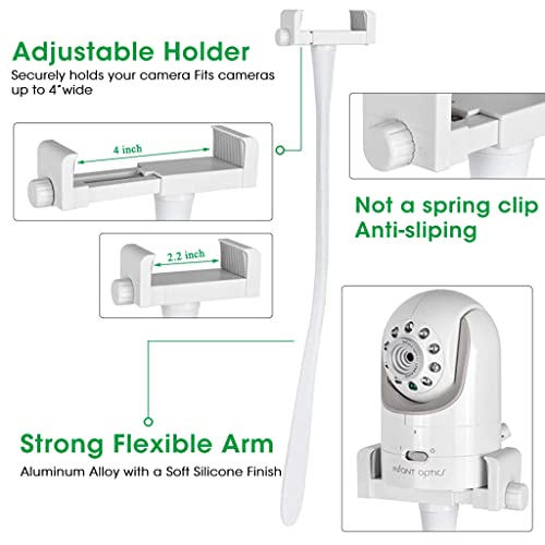 ZORBES® Baby Monitor Stand Camera Flexible Fits Infant Optics DXR 8 DXR-8 Pro Other Monitors can be Fixed to Crib Frame or Furniture Stand only 3PCS