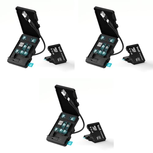 Verilux® USB C Micro SD Memory Card Reader with 8 Slots TF Flip Up Lid Design Storage Case with USB A Adapter Universal for Phone Laptop PC 3PCS