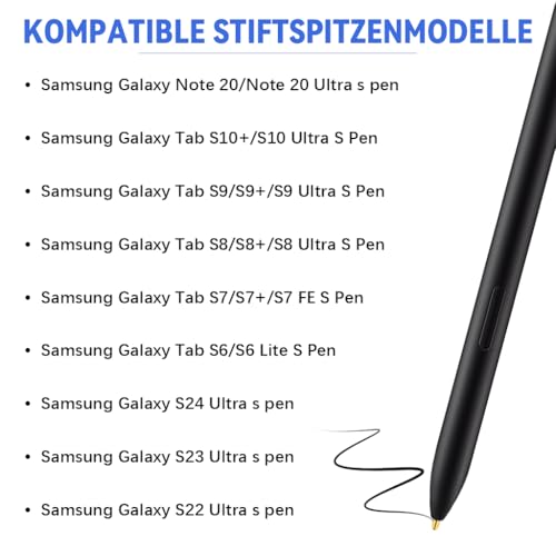 ZORBES® 8PCS Replacement Metal & Felt Tips/Nibs for Samsung Galaxy Tab S10+/S10 Ultra/S9/S9FE+/S9 Ultra/S8/S8+/S8 Ultra/S7/S7 FE/S6/S6 Lite/S22/S23/S24 Ultra S Pen, Nibs+Clip