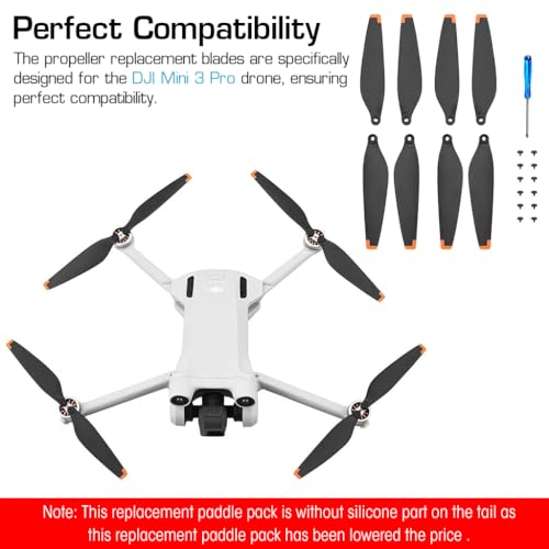 Verilux® Mini 3 Pro Propeller, 24PCS Propeller Blades Replacement for DJI Mini 3 Pro, Ultral Lightweight Silent Flight Propeller Set with Screwdriver 12 Screws, Low Replacement Drone Wings