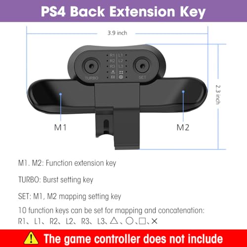 ZORBES® PS4 Controller Paddles, Slim ABS PS4 Back Button Attachment Support for Turbo Burst Function, Back Button Attachment/Turbo Function FPS, for PS4 Controller, NO PS4 Included