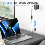 Verilux® USB C to DC Cable with 8 Connectors 5V-20V Adjustable Power Design with Switch Button 3.3Ft Converter Charging for Notebooks Portable Monitors Stationary Routers 3PCS