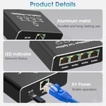 ZORBES® USB C Ethernet Splitter 4 in 1 Ethernet Splitter 1000Mbps RJ45 LAN Internet Splitter with USB-C Interface Universal Ethernet Splitter for Computer, Hub, Switch