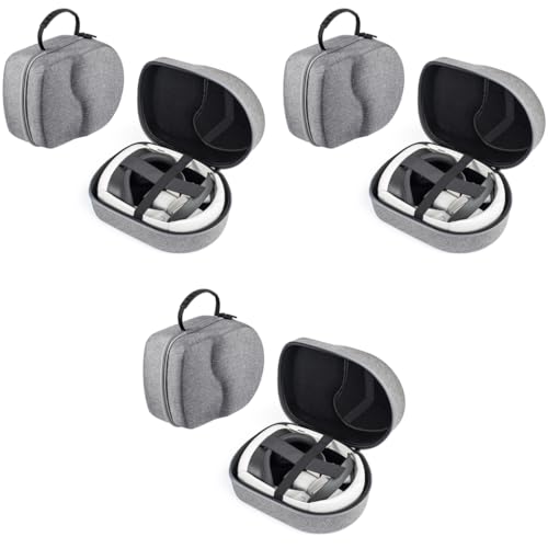 Verilux® Hard Carrying Case for Meta Quest 3/3S/2/Pro/Pico 4/4 Pro VR Headset Accessories Virtual Reality Safe Portable Protection Compatible with Original Official Elite Head Strap 3 PCS
