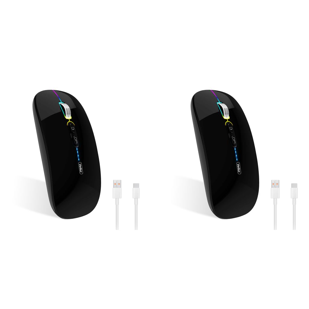 Verilux Wireless Mouse with Dual Mode Bluetooth 5.0 and 2.4G 1600DPI | Ergonomic Silent Design