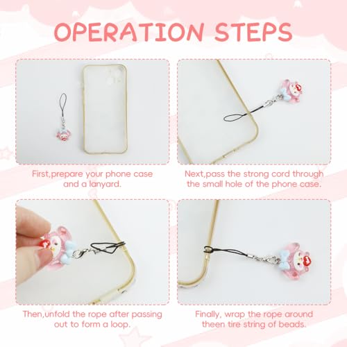 ZORBES® 4Pcs Mobile Phone Charms, Sanrio Keychain - Hello Kitty Keychain & Melody Lanyard for Phone & Pat Dog & Frog Charms for Phone Case, Kawaii Phone Charms Aesthetic Cute Phone Accessories