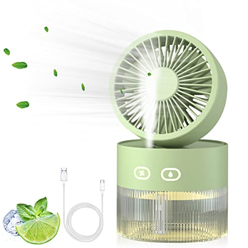 ZORBES® 2 IN 1 USB Portable Fan with Humidifier USB Desktop Fan Foldable Office Personal Fan, 3 Speeds Adjustable Cool Mist Fan Quiet Cool Mist USB Desktop Fan for Home, Car, Office