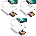 Verilux® SD Card Reader for iPhone iPad with USB C to C Connector 3 in 1 SD TF and USB Port Memory Card Readers Support Android Camera 3PCS