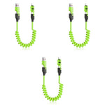 Verilux 4 in1 Type C Cable with Spring PD65W Fast Charging and 480Mbps Data Transfer | 3PCS Green