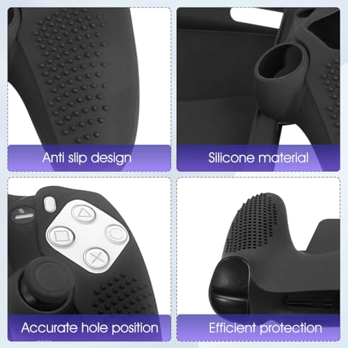 ZORBES® Silicone Cover for Sony PlayStation Portal Case Protective Silicone Skin Cover Anti-slip Controller Grip Design Fashion Black Silicone Cover Case for Sony PlayStation Portal