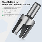 Serplex® 14Pcs Countersink Drill Bit Set, 5 Wood Drill Bits and 8 Plug Cutters with L-Wrench, Titanium-coated 1/4 Inch Hex Shank Quick-Change Wood Plug Cutter Set for Woodworking-Silver