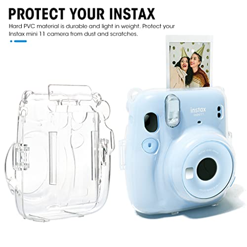 ZORBES® Instax Mini 11 Case Cover, Crystal Protective Camera Case for Fujifilm Instax Mini 11, with Flim Sheet Holder, Easy Install Shell Cover with Shoulder Strap for Intex Camera Mini 11 (case only