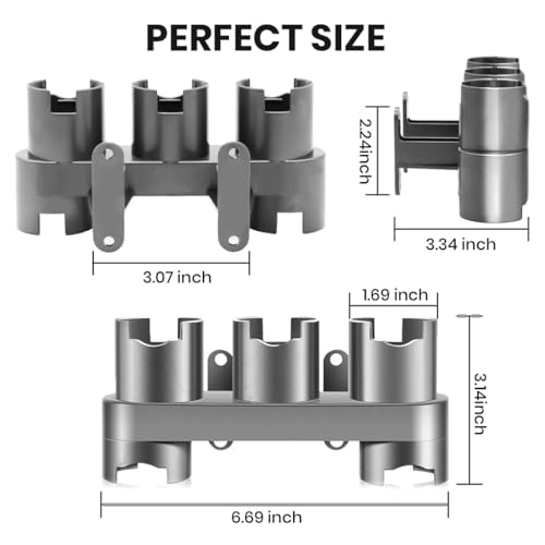 Verilux® ABS Accessory Holder Without Drilling for Dyson V6 V7 V8 V10 V11 Vacuum Cleaner Rack Wall Mounted Attachment Organizer Accessories Including Screws Nail-Free Glue Adapter 3PCS