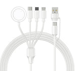 Verilux® 4-in-1 Multi Charging Cable USB C Charging Cable Wireless Charging Cable for iWatch USB/USB C to USB-C, Micro-USB, Light-ning & Type-C, Fast Charging and Data Sync, 1.2M Length