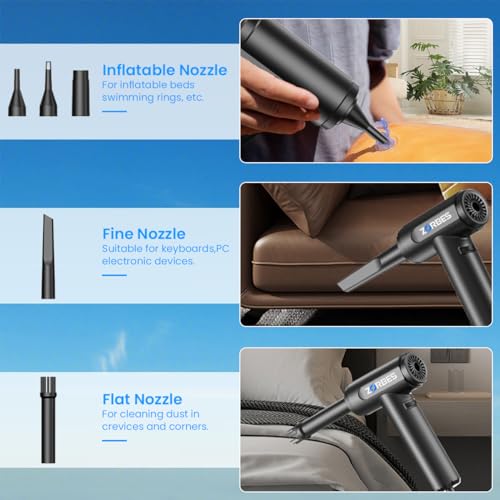 Verilux® Electric Air Duster with LED Compressed Air Blower with 5 Interchangeable Attachment Corded Handheld Air Blower Air Duster with 10 Speeds Adjustable Portable Electric Air Blower for Car, Home Cleaning - verilux