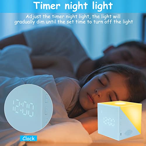 ZORBES® Night Lamp with Alarm Clock, Cube LED Night Light USB Alarm Clock Warm Light Night Lamp for Bedroom Smart Sound Control Timer Function RGB Light Switching Night Lamp for Students Kids Adults