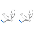 Verilux Flash Drive 64GB for iOS Android and PC with 4 in 1 Type-C USB Design | 2 Pack