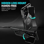 ZORBES® Cover for Samsung Galaxy S24 Ultra with Stand Military Grade Drop Tested Shockproof Protective TPU Magnetic Ring Wireless Charging Case Kickstand Black 3 PCS