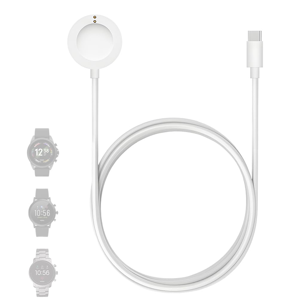 ZORBES® Compatible with Fossil Gen 6/5/ 4, Smart Watch Wireless Charging Dock 3.3ft Type C Charging Cable PD Magnetic Dual Pin Charging Dock