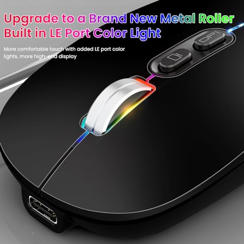 Verilux® Wireless Mouse Rechargeable Battery Level Visible Bluetooth 2.4G 3.0BT 5.0BT for Laptop 1600DPI Ergonomic Silent Compatible with iPad PC Mac Windows iOS Black 3 PCS