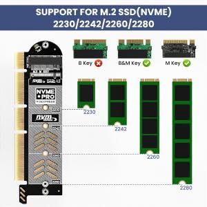 Verilux NVMe PCIe 4.0 Adapter for M.2 SSDs up to 4TB with Aluminum Heat Sink | PCIe X4 Slot Expansion