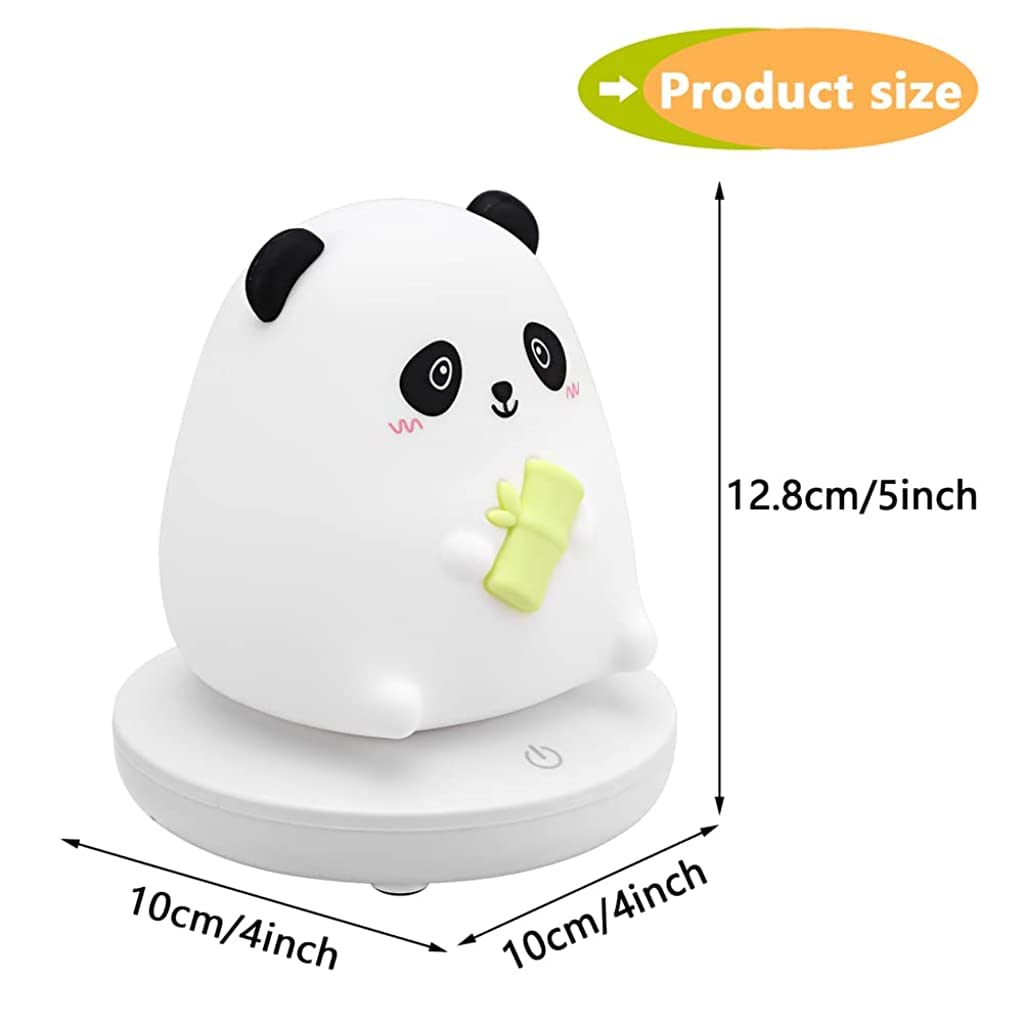 Verilux Panda Night Light with 3-Brightness Warm Light Smile Panda Night Light Soft Silione Lamp USB Rechargeable Nursery Night Light for Boys Girls Bedroom