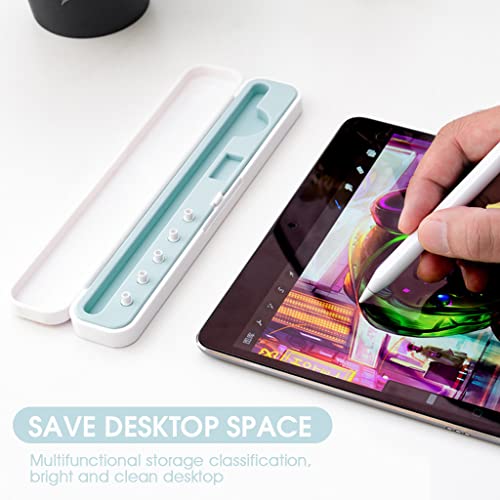 ZORBES® Abs for Apple Pencil Cover Protective Case 1st 2nd Generation Carrying Stylus Magnetic Ipad Without Pen Tip Blue 2PCS