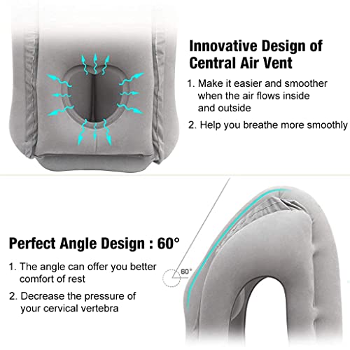 ZORBES® Almohada de viaje inflable, almohada de aire de cuello inflable para dormir, cabeza de soporte, barbilla, cuello y lumbar, evitar el dolor en el cuello y el hombro