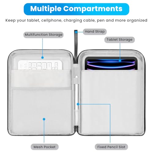 ZORBES® 12.9 inches Tablet Travel Bag for iPad Waterproof Travel Zipper Bag with Utility Mesh Pocket Travel Accessories Bag Universal Tablets Pad Organizer Bag, Black