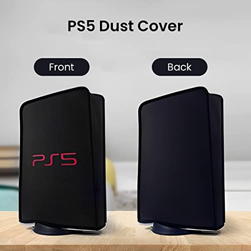ZORBES® Dust Cover for Sony PS5 Console Dust Proof Protective Case Anti Scratch Waterproof for PlayStation 5 Game Sleeve Accessories Digital Edition and Disc Edition Black 2 PCS