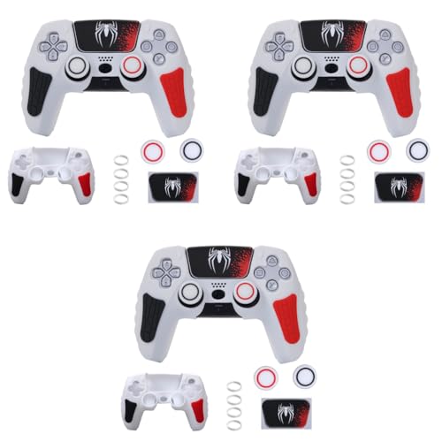 Verilux® PS5 Controller Cover Case Anti-Slip Sweat Proof Silicone Skin for Dual Sense with Thumb Grip Caps Joystick Protectors Wrap Sticker 3PCS