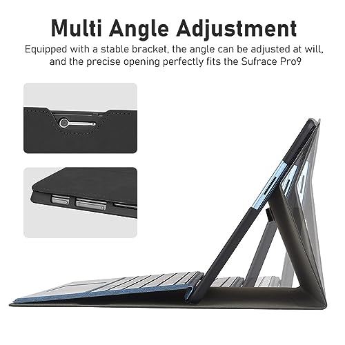 ZORBES® Laptop Case for Surface Pro 9 10 11 13 inch Anti-Scratch Protective Fashion Solid Color TPU with Pen Holder Not Include Keyboard or Stylus Black 2 PCS