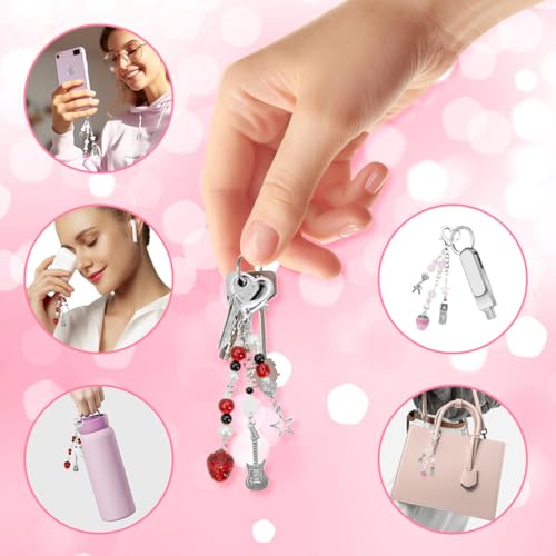 ZORBES® Cute Keychain Charms Aesthetic Y2K Keychain Accessories Beaded Acrylic Sweet Strawberry Charm