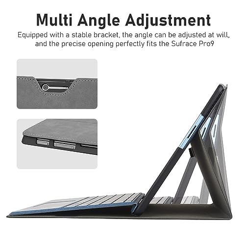 ZORBES® Laptop Case for Surface Pro 9 10 11 13 inch Anti-Scratch Protective Solid Color TPU with Pen Holder Not Include Keyboard Stylus Grey 2 PCS