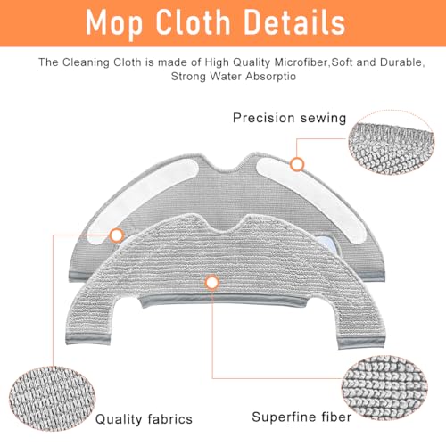 Verilux® Replacement Accessories for Mi Robot Vacuum X10 Set of 9Pcs Replacement Accessories Includes Main Brush, Side Brushes, Mop Cloth, Dust Collection Bags, Filters, X10 Vacuum Cleaner Accessories