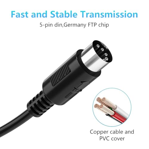 ZORBES® MIDI Cable 3.3 Feet Male to Male 5-Pin Compatible with Keyboard Synth Rack Sampler External Sound Card Source and Other Music Gear 2PCS
