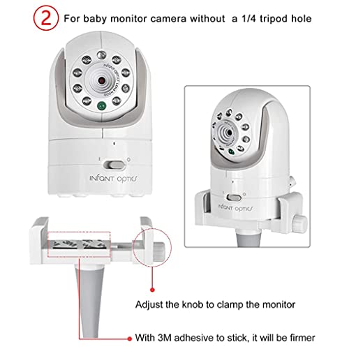 ZORBES® Baby Monitor Stand Camera Flexible Fits Infant Optics DXR 8 DXR-8 Pro Other Monitors can be Fixed to Crib Frame or Furniture Stand only 3PCS