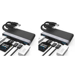 Verilux® 6 in 1 USB Hub Card Reader for iPhone 3.0 High Speed Dual Connector with PD Charging Universal for Tablet Flash Drive Memory Stick TF SD Cards 2 PCS