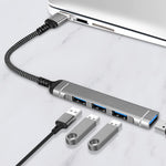 Verilux USB Hub 3.0 for PC with 4 Ports and 5Gbps Speed featuring Braided Cord | Aluminum Shell