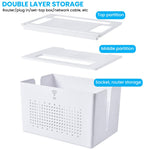 Verilux Router Stand Cable Organizer Box for Home and Office with Double Layer 31×21×20 cm | ABS Storage for Cables and Power Boards