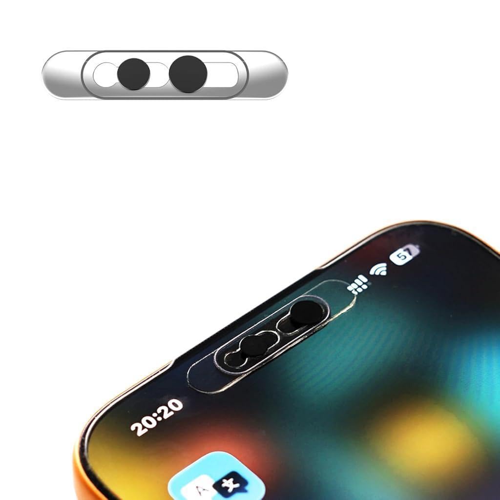 ZORBES® Front Camera Privacy Cover, Transparent Material & Perfect Phone Fit, Compatible with 17/16/15/14 Pro Max/Pro, Face Recognition On/Off, Adhesive Lens Protector