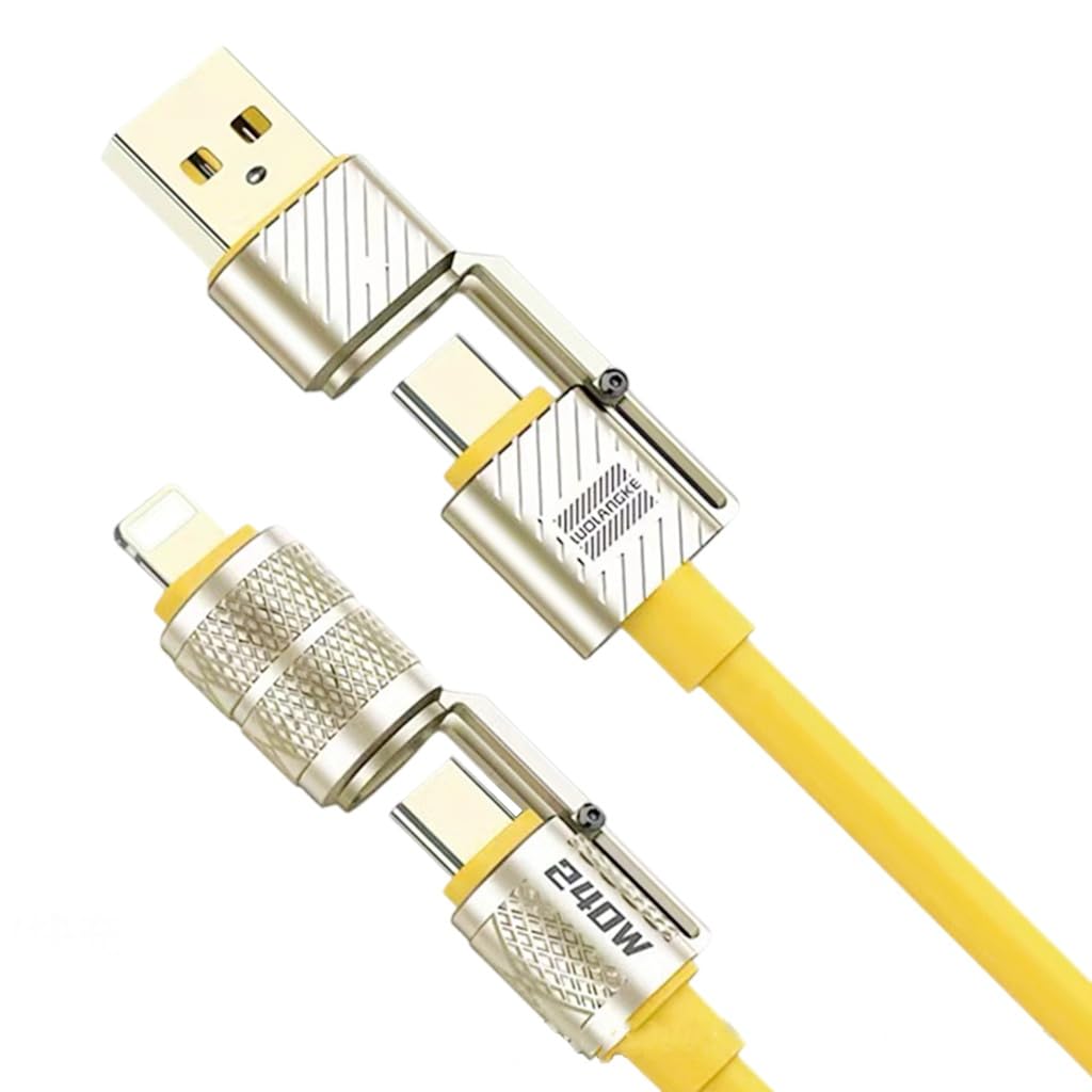Verilux Type C Cable for Fast Charging 240W 4 in 1 Design with Silicone and Zinc Alloy