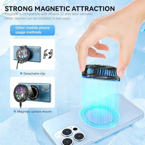 ZORBES® Phone Cooler Gaming Fan Led Mobile with RGB Lights Semiconductor Technology Radiator Clips for iPhone 3PCS