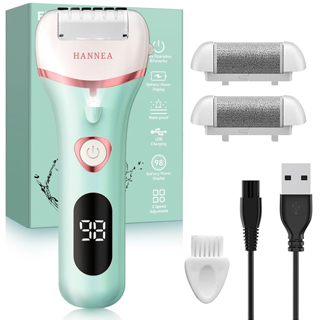 ZORBES® Electric Callus Remover for Feet, Pedicure Electric Scrubber Rough Callus Remover Rechargeable Heel Scrubber Callus Remover for Heels with 3 Roller Heads 1 Cleaning Brush USB Cord